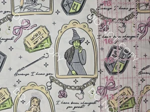 Custom Cotton Woven Fabric Movie Wicked Wizard Oz By The 1/4 Yard 9x56 Doodle - Picture 1 of 2