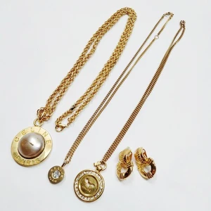NO TARIFF Celine   Necklace Earrings 4 set Gold Metal 4301980 - Picture 1 of 10