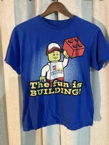 LEGO Kids Fest Tshirt Youth Boys 14/16 “The Fun Is Building” Blue 2014 - Picture 1 of 9
