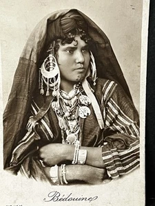 Antique Real Photo postcard Rppc Beautiful Bedouin Woman Arabic Nomad Tribe - Picture 1 of 3