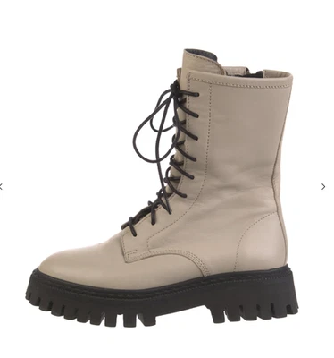 Botas de combate de cuero IRO, con cordones, cremallera lateral, suela de plataforma, crudo, talla 37, 6,5 EE. UU. Foto 1 de 4