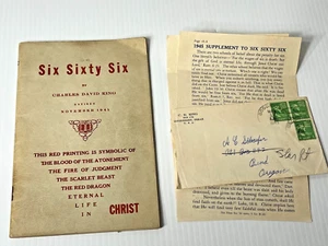 Six Sixty Six 666 by Charles David King 1941 Edition Red Printing Religious Book - Foto 1 di 5