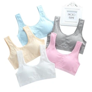 2 Pack Puberty Girls Underwear Sports Bra Vest U Neck Crop Tops Training Bras - Picture 1 of 15
