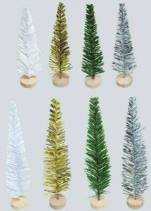 Bullseye's Playground - 8pc Tinsel Trees - Gold, Green, Silver & White - Picture 1 of 3