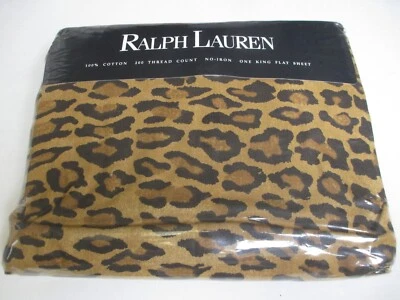 New Ralph Lauren Aragon Neutral Guinevere Leopard Flat Sheet - King - Image 1 of 4
