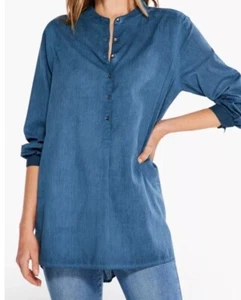 Nic + Zoe The Garden Shirt Popover Blouse Blue Size Small $148 - Picture 1 of 5