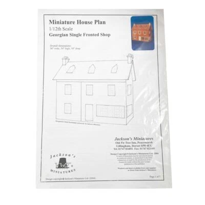 MELODY JANE DOLLS HOUSES Puppenstubenpläne selber bauen 1:12 Georgian Single Fronted Shop mit Klappdach