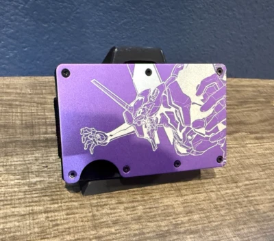 Evangelion EVA 01 Mecha Custom Engraved RFID EDC Slim Metal Aluminum Wallet - Image 1 of 4