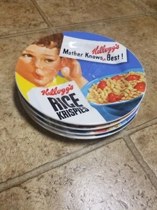 Set of 4 Vintage "Mother Knows Kellogg's Best" Rice Krispies Ceramic Plates - Picture 1 of 6