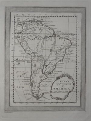 Carta Rappresentante L´America Meridionale - Kupferstichkarte - Südamerika 1763 • 7€