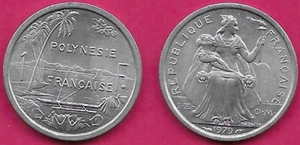 FRENCH POLYNESIA 1 FRANC 1979 UNC WITH I.E.O.M,LIBERTY SEATED ON THRONE,FACING L - Picture 1 of 1