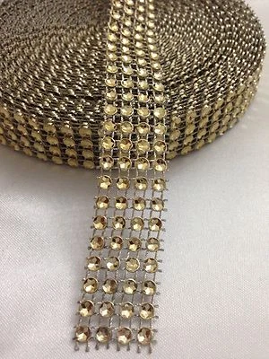 WEDDING CAKE DECORATING TRIM DIAMONTE SPARKLY  RIBBON BRIDAL EFFECT 3Yards Gold - Image 1 of 3