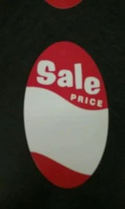 OVAL "SALE PRICE" TAGS - 2 1/4x3 1/2 ov1001wh white and red - Picture 1 of 2