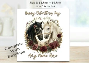 Personalised Valentines Day Card any name & relationship RomanticHorses - Picture 1 of 2