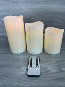3 Led Flameless Candles Battery Operated With Remote Cream Color New NWOB - Picture 1 of 5