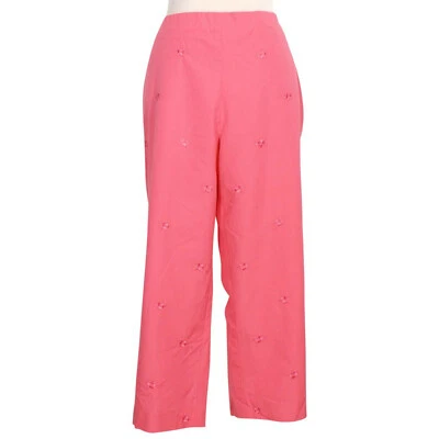 Casual Corner Pink Embroidered Floral Cotton Pants 16 - Image 1 of 3