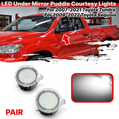 Пара для 2007-2021 Toyota Tundra Sequoia белый светодиодный под боковое зеркало лужа лампа - Изображение 1 из 4