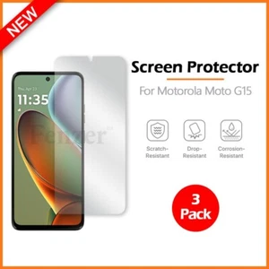 3-Pack LCD Ultra Clear HD Screen Protector for Android Phone Motorola Moto G15 - Picture 1 of 4