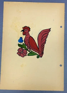 c.1900 Pennsylvania Dutch Folk Art Fraktur-Style Ink & Gouache Painting X9TT4 03 - Picture 1 of 4