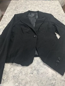 womens/jrs xoxo black lined short suit jacket size med - Picture 1 of 2