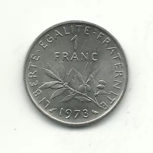 A HIGH GRADE UNC 1973 FRANCE 1 ONE FRANC COIN-NOV465 - Picture 1 of 2