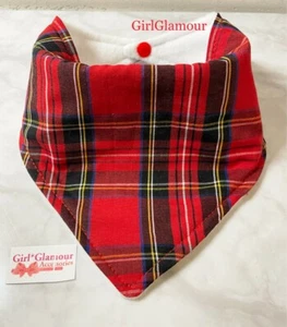 Baby Dribble Bib Royal Stewart Red Tartan Burns Night Wedding Burp Feeding Nappy - Picture 1 of 1