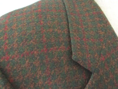 Vtg 80s 90s Oscar de la Renta Green Gold Plaid Wool Blazer Professor Jacket 44L - Image 1 of 4