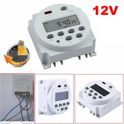Digitale~Zeitschaltuhren DC/AC 12V 16A LCD Display Programmierbar Timer Schalter - Bild 1 von 4