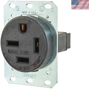 Robust 50A 250V NEMA 15-50R Receptacle - Heat & Impact Resistant Design - Picture 1 of 2