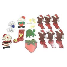 Wooden Christmas Ornaments 13 Hand Painted Rudolph Santa Elf Turtle Poodle