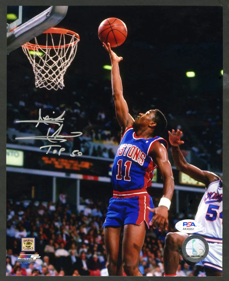Isiah Thomas SIGNED 8x10 Photo + Top 50 Detroit Pistons PSA/DNA AUTOGRAPHED HOF - Image 1 of 1