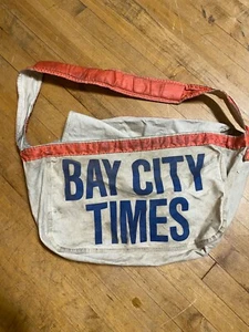 Bay City Times Canvas Newsboy Newspaper Carrier Bag ~Bay City, Mich~ AD137 - Picture 1 of 5