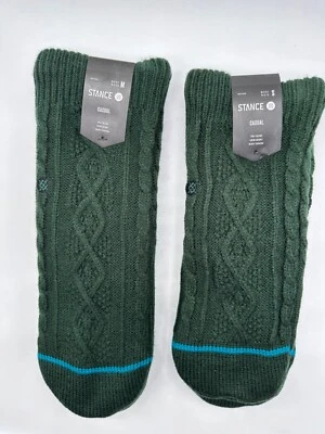 NUEVO PAR DE CALCETINES PANTUFLAS VERDES FORRADOS DE VELLÓN TOSTADOS POSTURA HOMBRE/MUJERES Foto 1 de 4