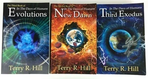 3 In the Days of Humans books Third Exodus New Dawn Evolutions Terry R. Hill Ppk - Picture 1 of 12