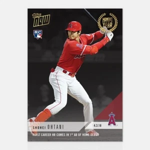2018 TOPPS NOW #MOY-1 SHOHEI OHTANI 1ST CAREER HR COMES IN 1ST AB OF HOME DEBUT - Picture 1 of 2