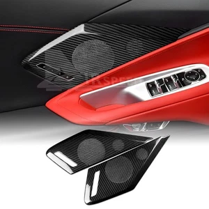 Door Sound Speaker Cover For Corvette C8 2020-2023 BLACK REAL HARD Carbon Fiber - Bild 1 von 7