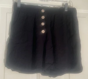 Size XL Womens Joe B by Joe Benbasset BLACK gauze Button Detail Shorts Flowy - Picture 1 of 8