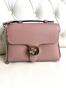 Gucci Interlocking G Top Handle Pink Leather Shoulder Bag - Picture 1 of 7