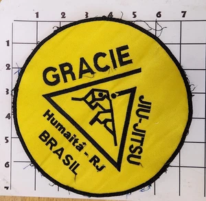 Gracie Jiu-Jitsu 7" Patch Black Yellow Vintage Sew On Uniform Humaita RJ Brasil - Picture 1 of 1