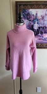 Calvin Klein Jeans Womens Petite Small Pink Long Sleeve Turtleneck Sweater - Picture 1 of 9