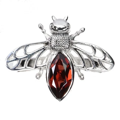 Anillo de plata de ley 925 marquesa rodolita granate 10x5 mm abeja piedras preciosas joyería 9 Foto 1 de 4
