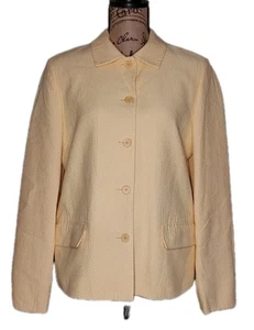 Talbots - 100% Cotton Yellow Waffle Texture Lined Blazer - Women's Size 14 - Picture 1 of 5