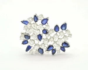 Spilla in oro bianco con diamanti e zaffiri naturali - Imagen 1 de 3