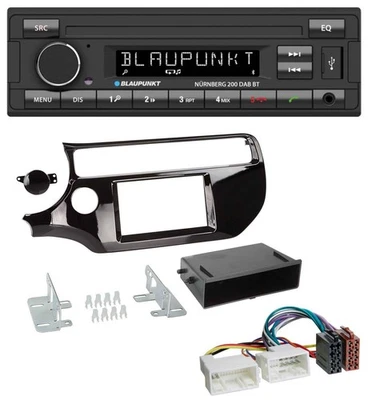 Blaupunkt USB DAB MP3 Bluetooth Autoradio für Kia Rio UB ab 2015 piano-schwarz - Bild 1 von 4