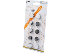 Pilas de botón- ISY IBA-3025, Pack 10 pilas de botón, Litio, Plata - Imagen 1 de 2