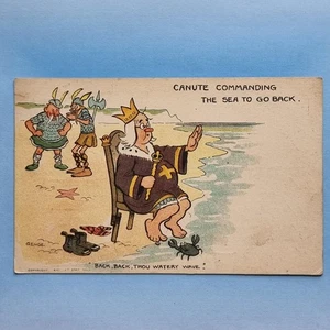 Comic Postcard 1914 Charles Genge King Canute CNUT Vikings Throne Crab Sea - Picture 1 of 2