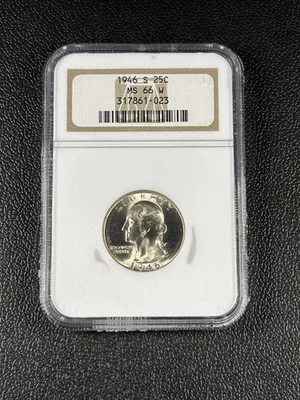 1946-S Silver 25c MS66 NGC HIGH GRADE Washington Quarter - Image 1 of 2