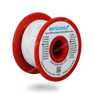 18 Gauge Flexible Silicone Wire White 50 feet 600V 200 deg C Tinned Copper Wire - Picture 1 of 6