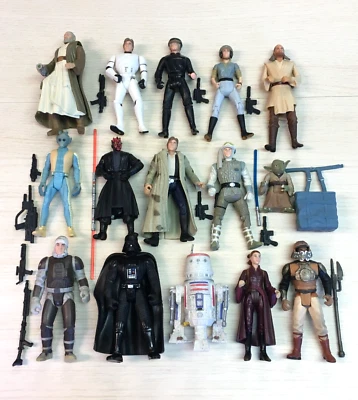 Star Wars 1995-1999 Lote de 15 Figuras de Acción Kenner R5-D4 Yoda Han Solo Greedo Foto 1 de 4