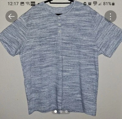 Camiseta Henley a Rayas Azul Fundición Para Hombre Joven 2XL XXL  Foto 1 de 3